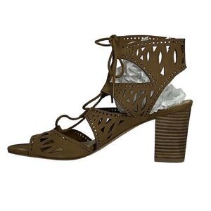 Marc Fisher Leather Suede Perforated Laceup Sandal Gladiator Block Heel Size 8.5